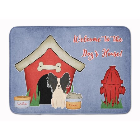 Carolines Treasures Dog House Papillon Black and White Machine Washable Memory Foam Mat BB2830RUG